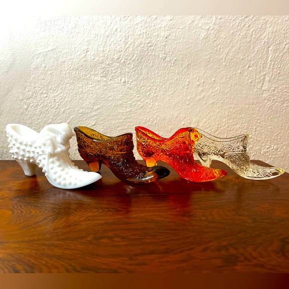 Fenton Accents Four Piece Vintage Fenton Glass Shoe Collection